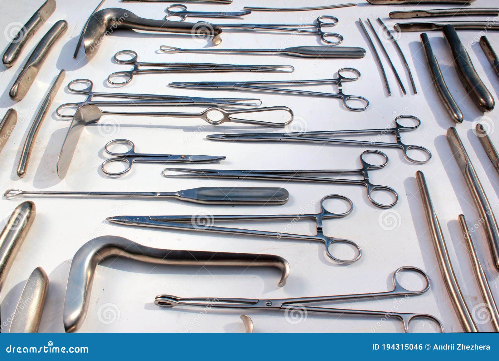 old metal obstetric, gynecological and urological instruments