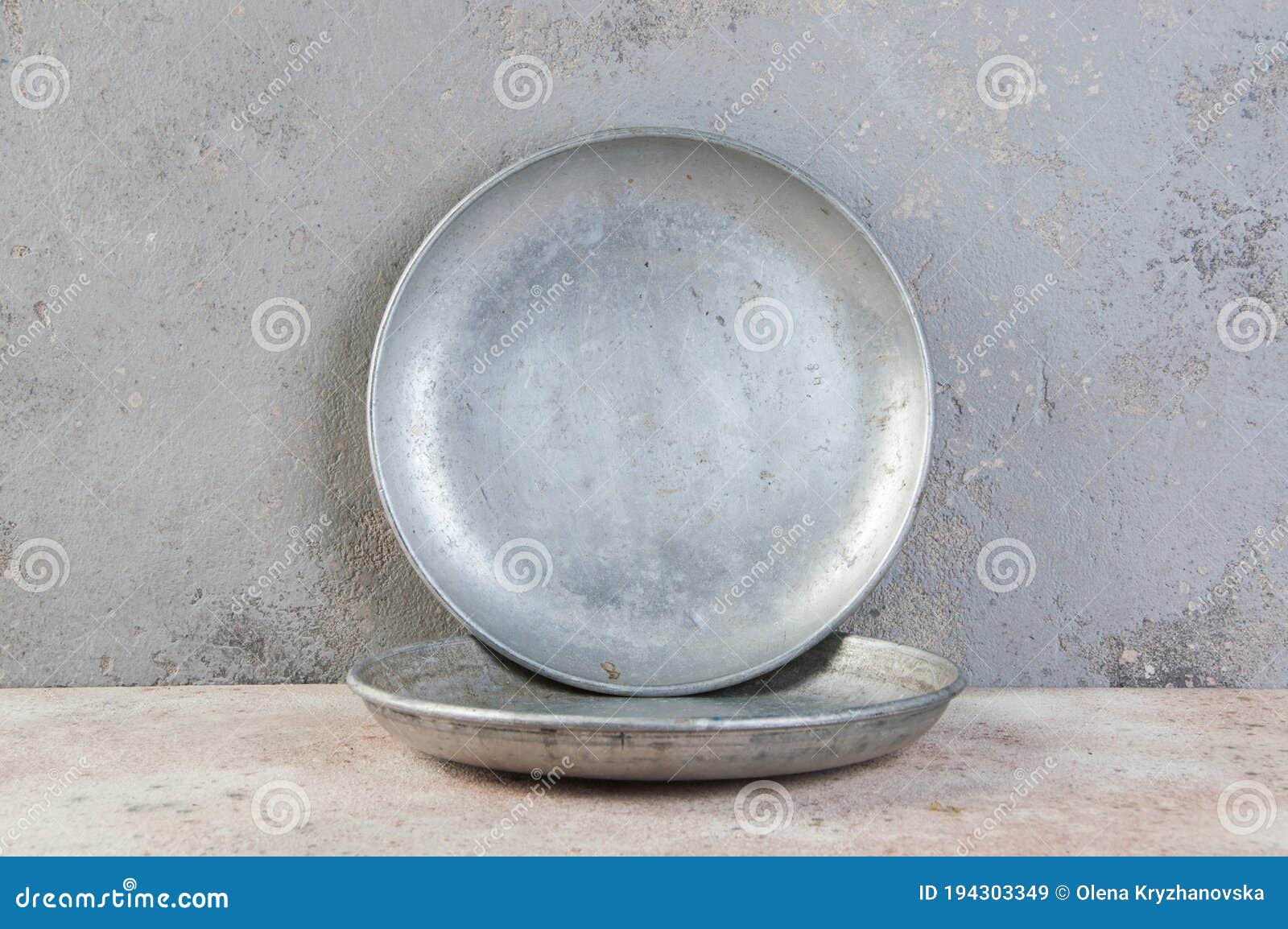 Old Metal Plates for Scales on Concrete Background Stock Image Image