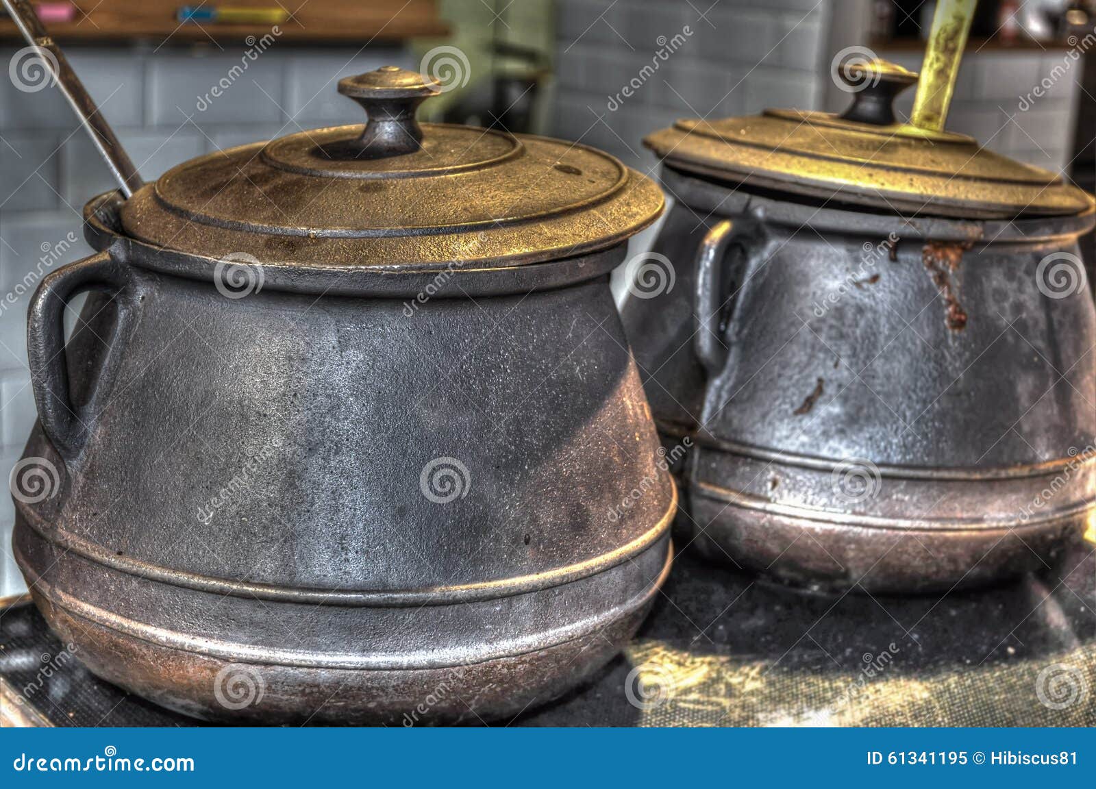 Old metal pots stock image. Image of utensil, saucepan 61341195