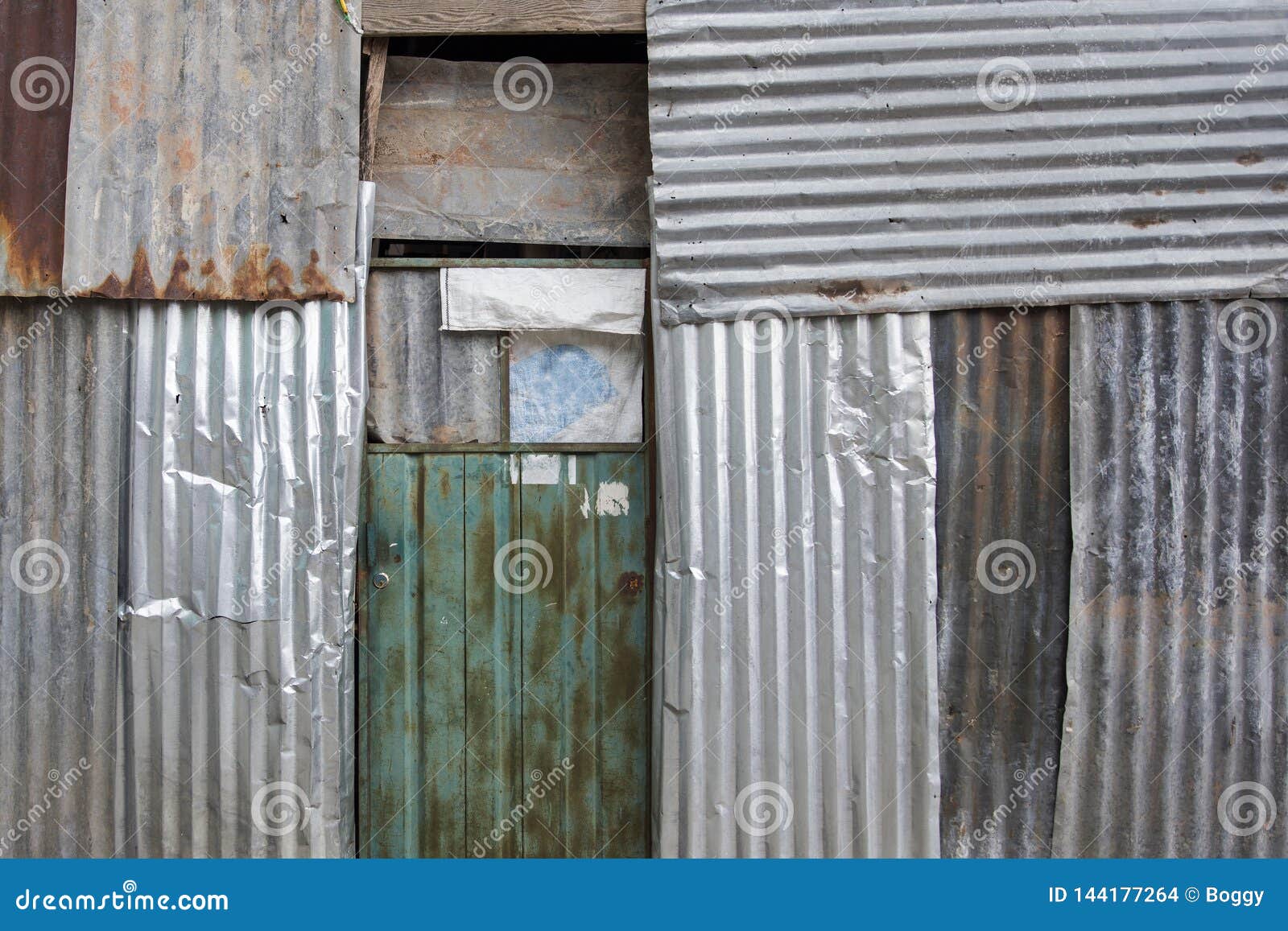 Old Metal Sheet House Facade Stock Photo Image of door, construction 144177264