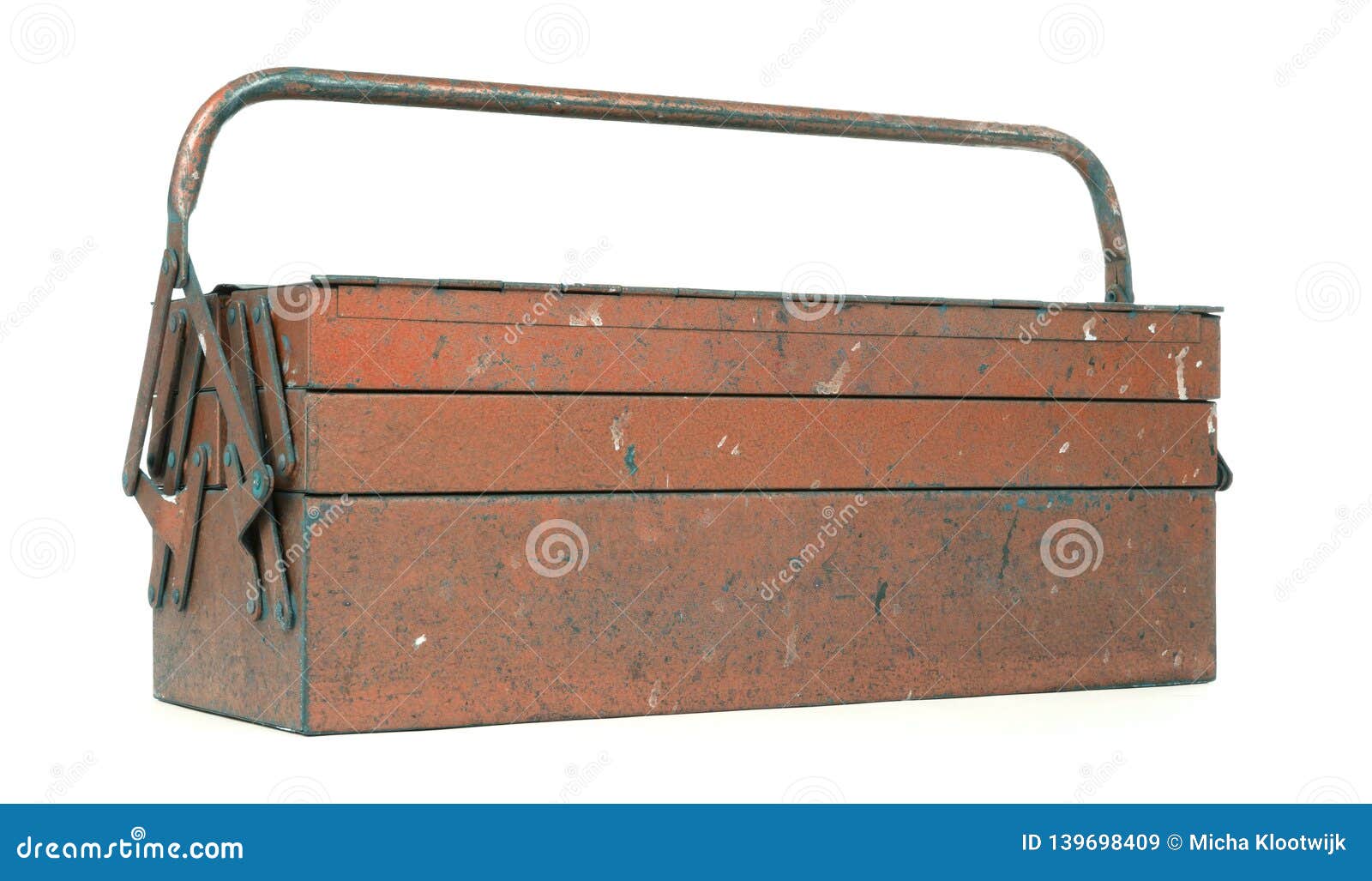 Old metal toolbox stock image. Image of scratched, background 139698409