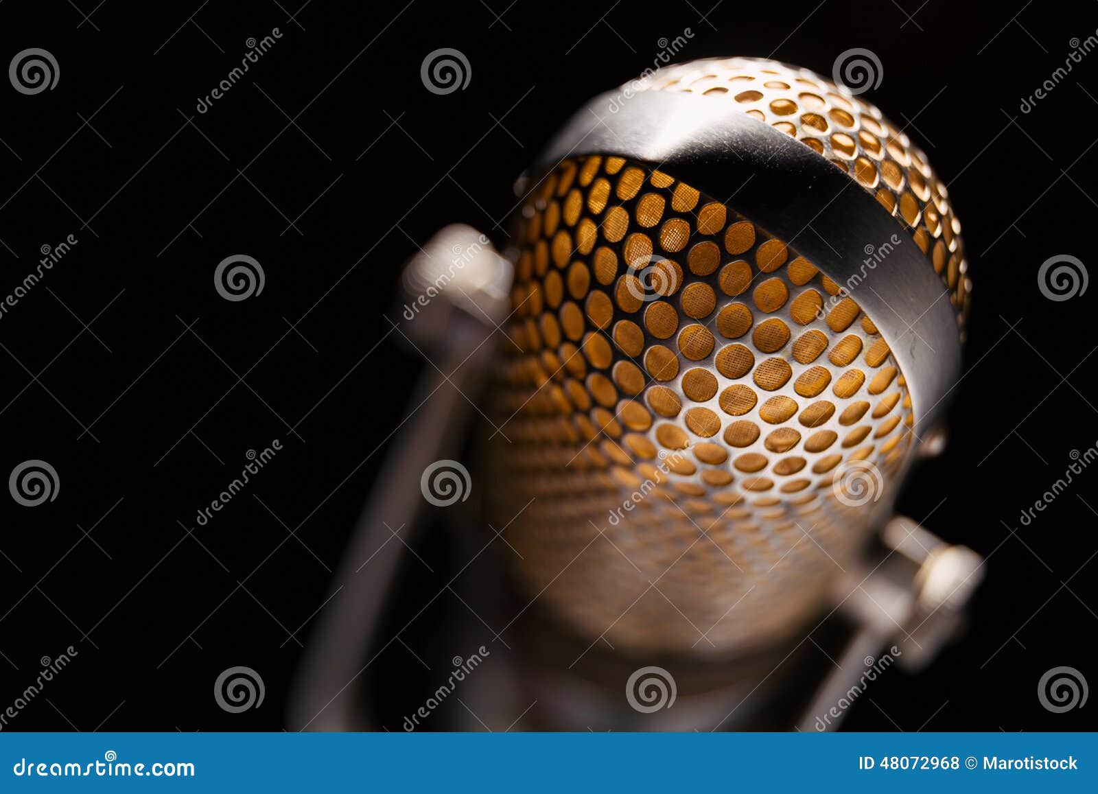 Old microphone. An old pro studio microphone, close up photo