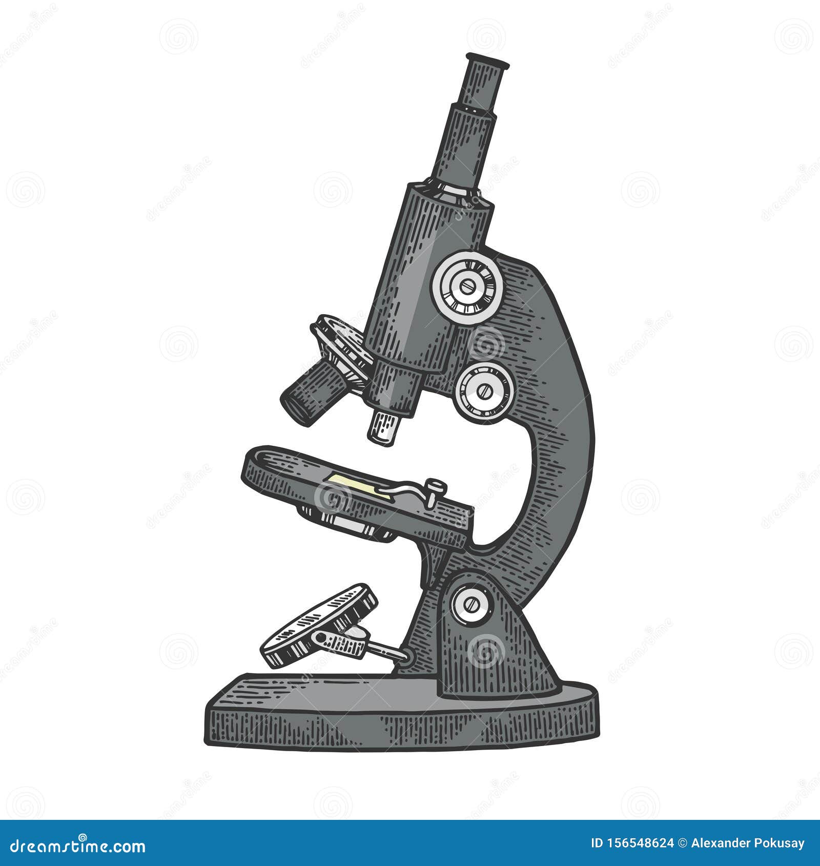 Microscope Color Sketch Engraving Vector Stock Vector - Illustration of