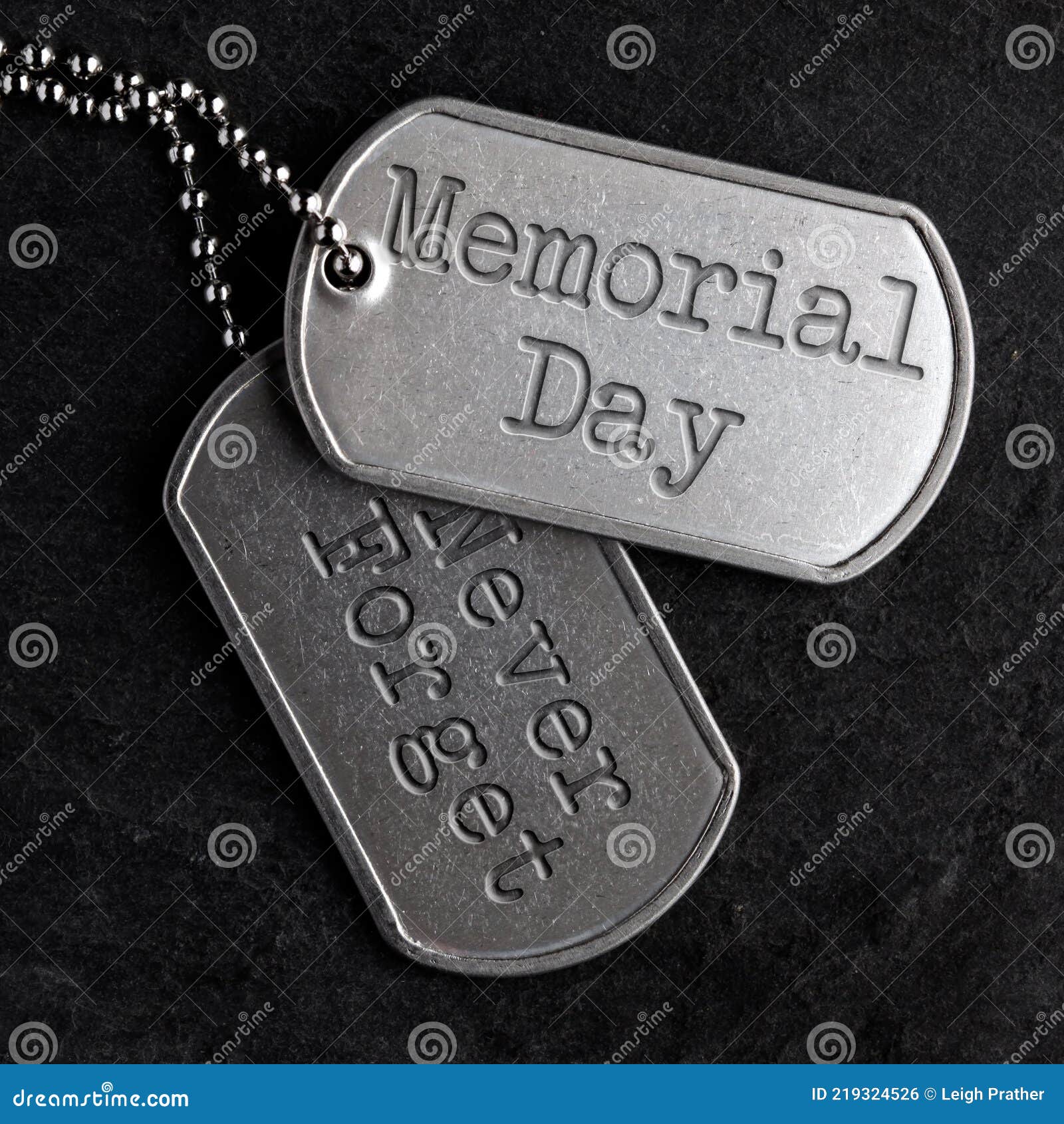 Old Military Dog Tags - Memorial Day, Never Forget Stock Photo