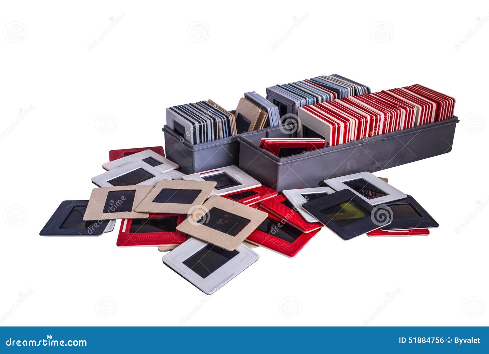 Old 35 Mm Mounted Film Slides and Plastic Boxes Stock Photo Image of