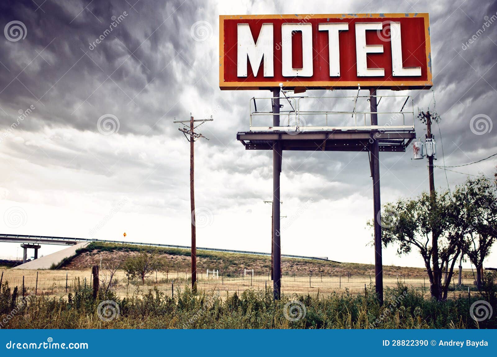 old motel sign on route 66, usa