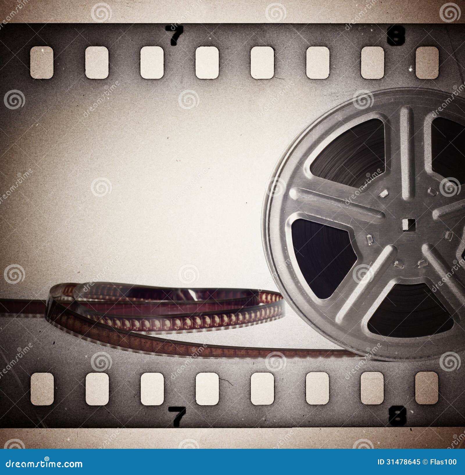 Old Motion Picture Film Reel with Film Strip Stock Image - Image