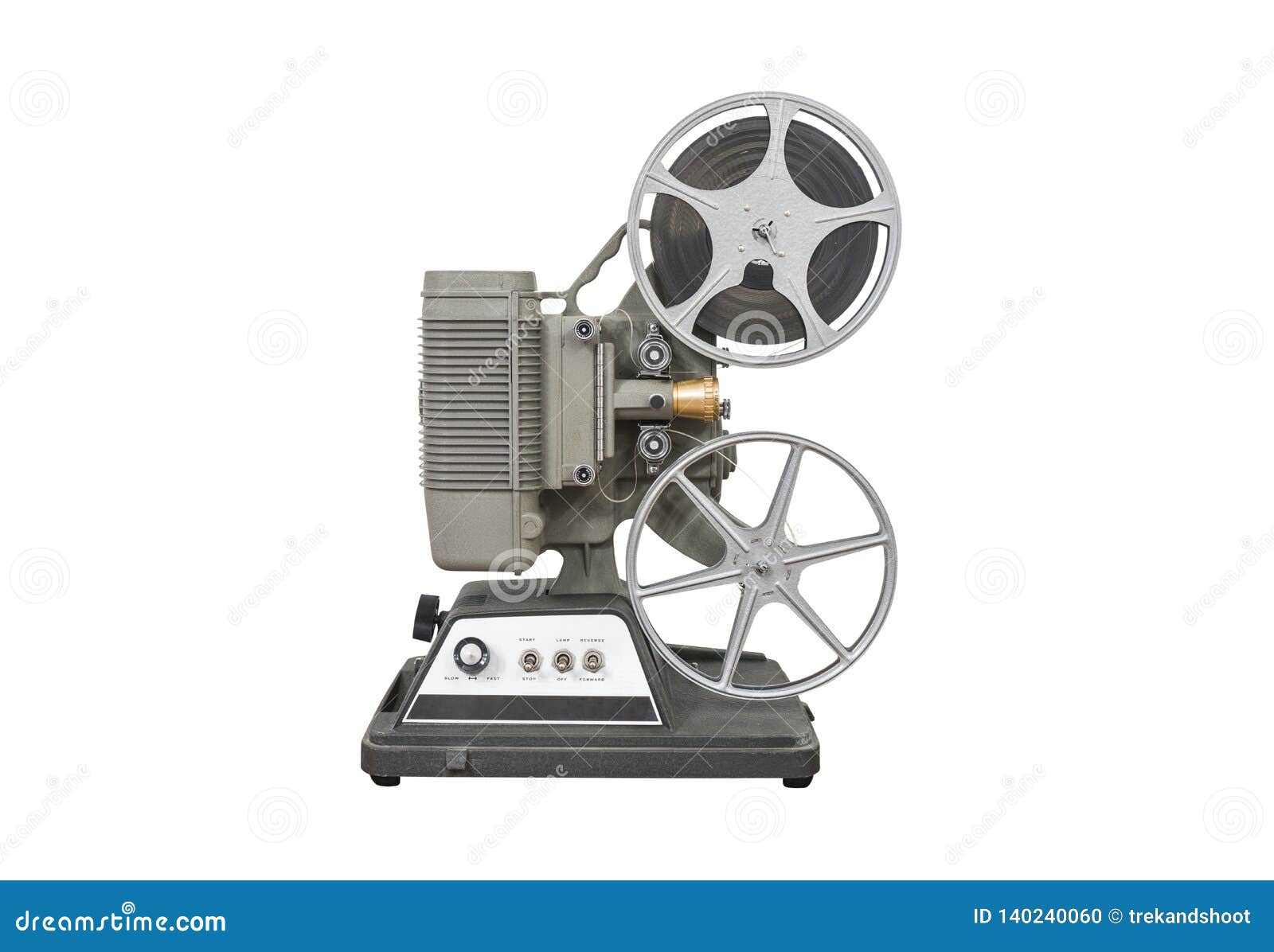 Old Movie Film Projector Isolated on White Stock Photo - Image of
