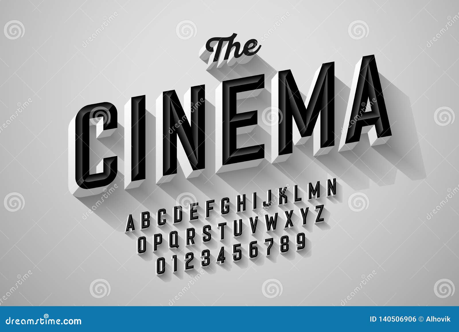 Old Movie Title Vintage Font Stock Vector - Illustration of shadow