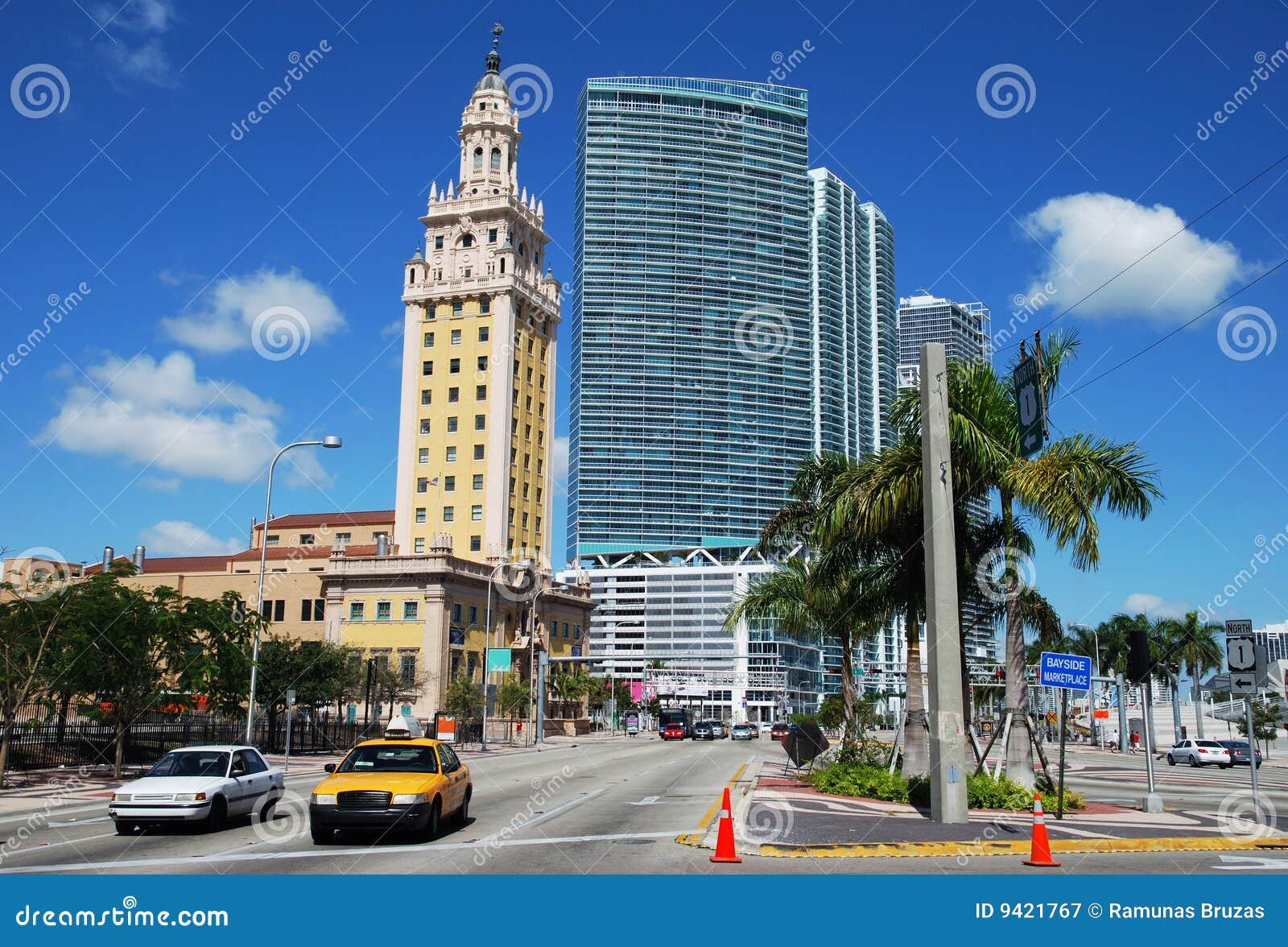 Old And New In Miami stock image. Image of town, palms - 9421767