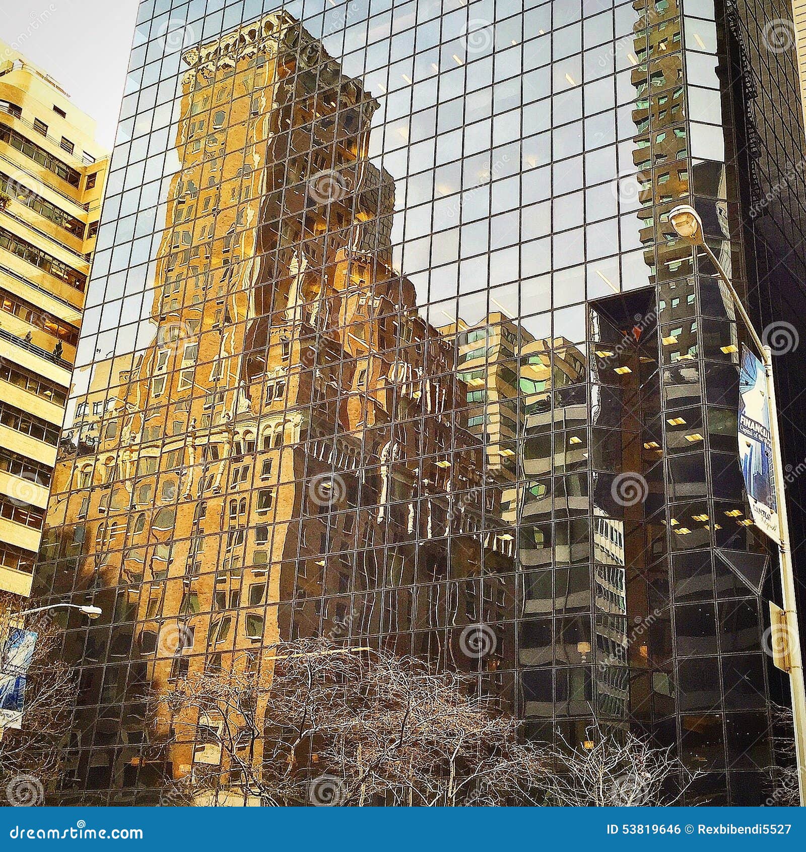 Old New York in the mirror stock photo. Image of york 53819646