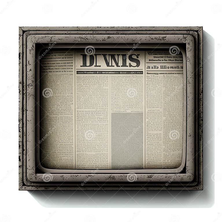 Old Newspaper in the Frame Isolated on White Background. 3d Render
