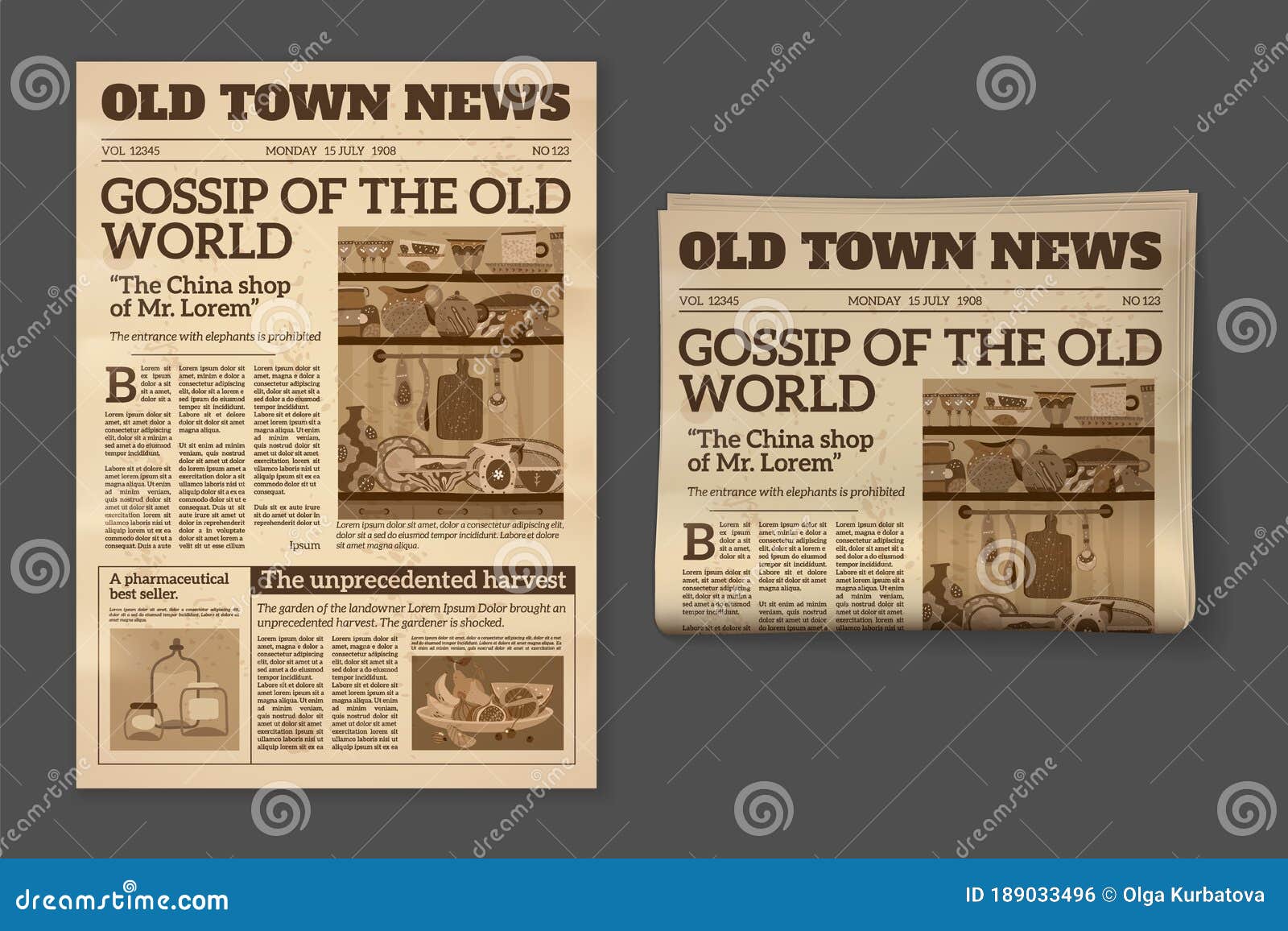 Old Newspaper. Vintage Magazine Front Page Mockup. Two Realistic Throughout Blank Old Newspaper Template