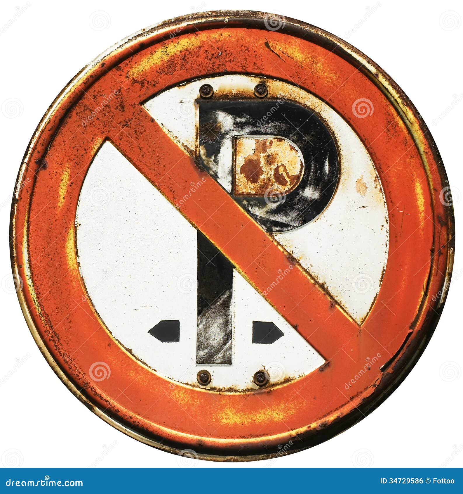 Old no parking sign stock photo. Image of damaged, color - 34729586