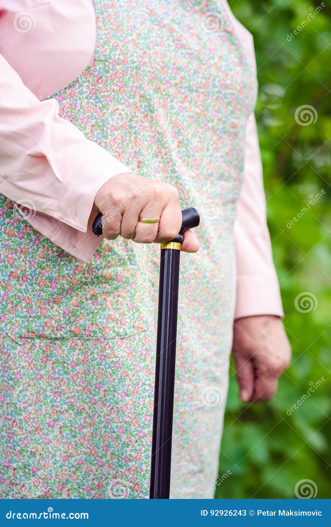Old Obese Woman Walking with Stick Stock Image Image of elder