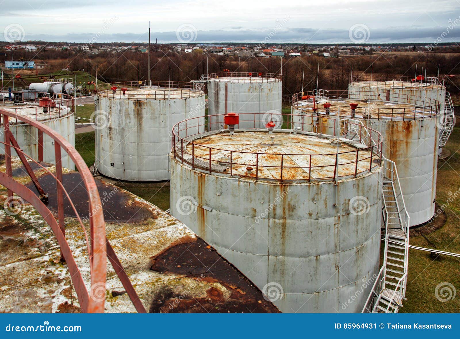 Old oil storage tanks stock image. Image of industrial 85964931