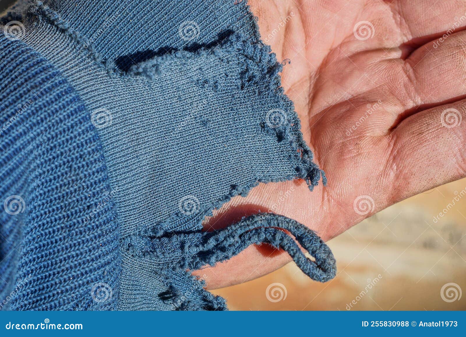 Old One Torn Blue Sleeve Made of Fabric Stock Photo Image of pattern