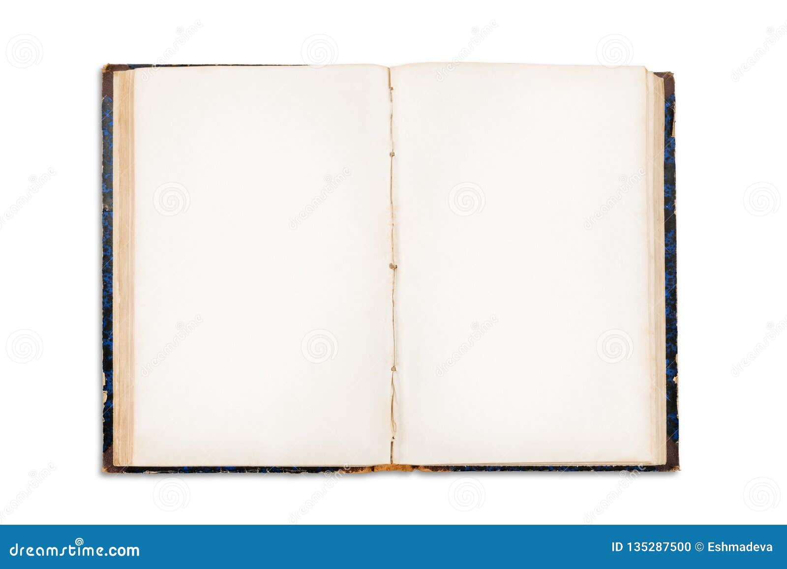 Old Open Book with Blank Pages Isolated with Clipping Path Stock Photo