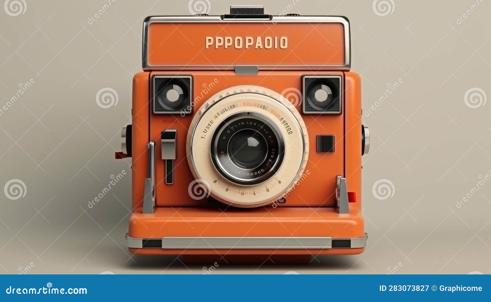 Old Orange Polaroid Camera Front View Stock Illustration Illustration