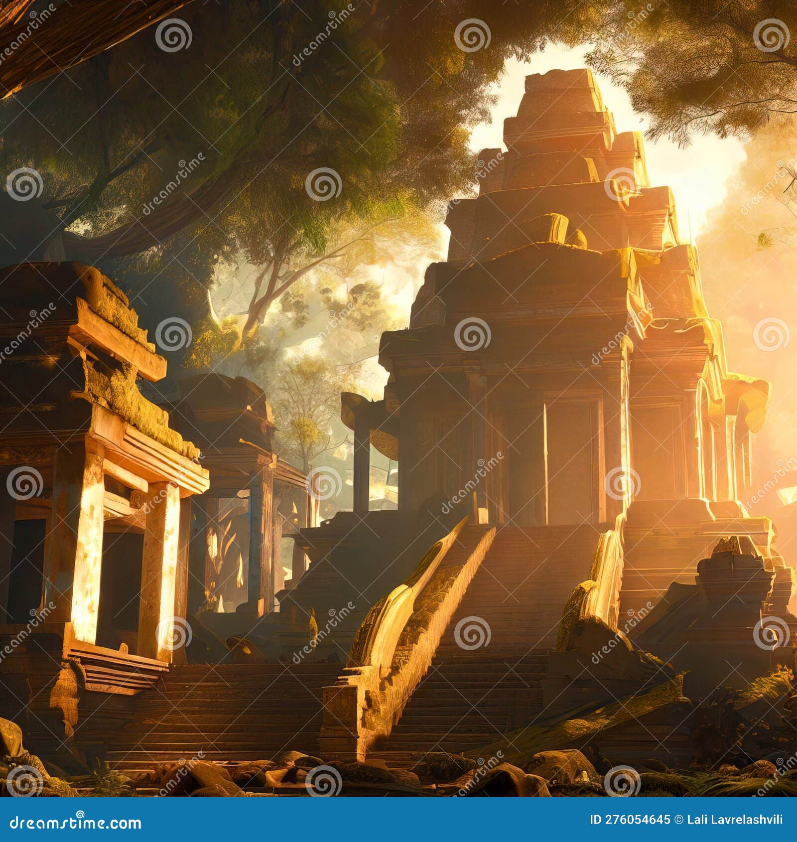 Old Oriental Temple Ruins in Jungle, Ancient Architecture, Surreal ...