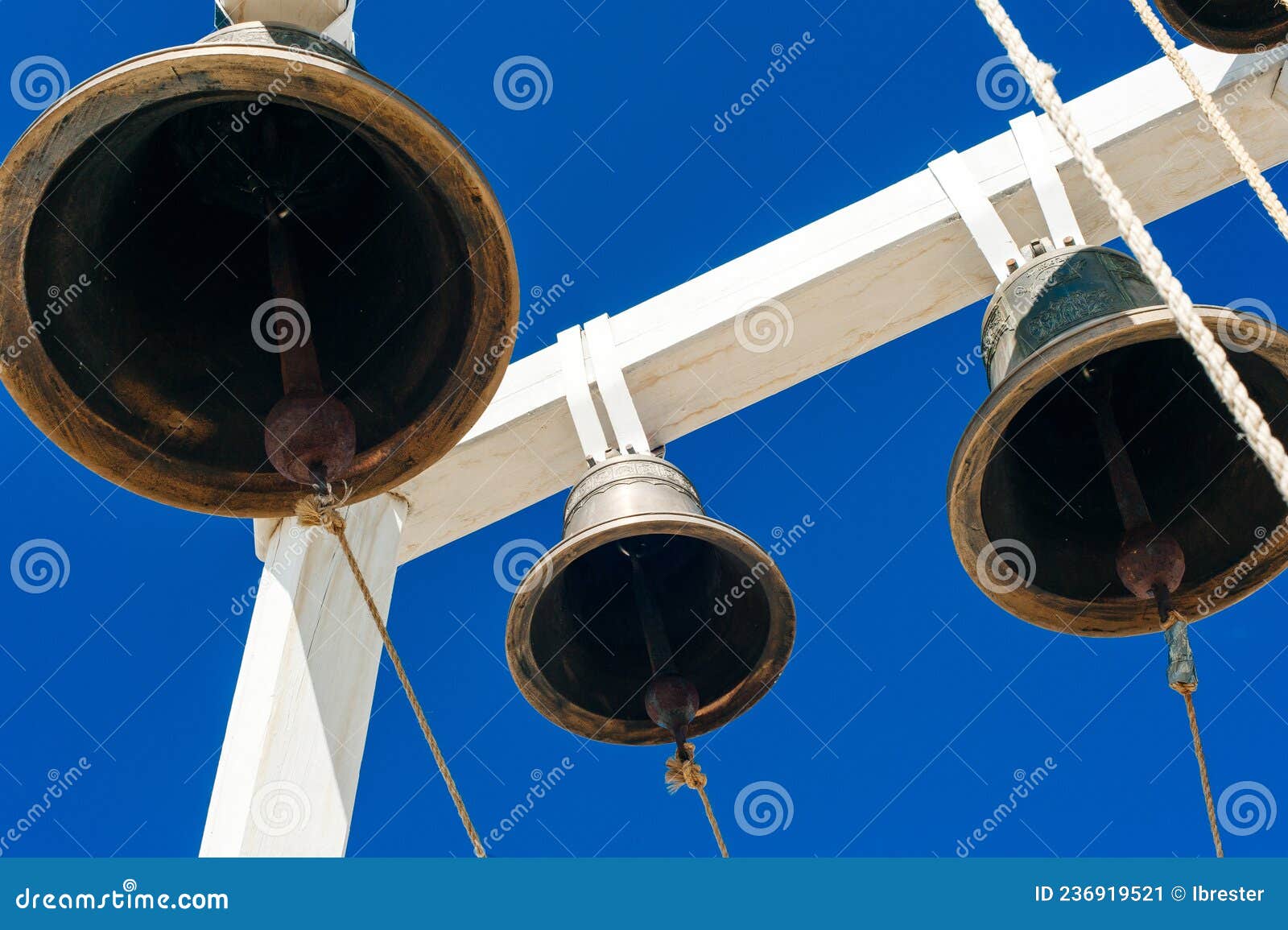 Old Orthodox Copper Church Bells in the Blue Sky Stock Image Image of belfry, cord 236919521