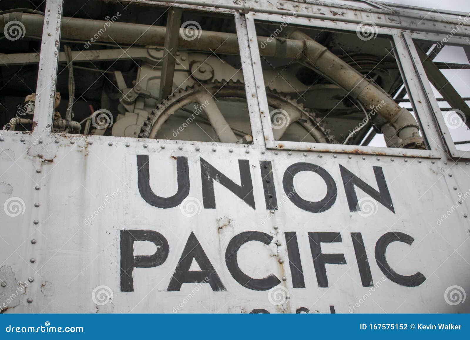 old out of commission metal union pacific rail car