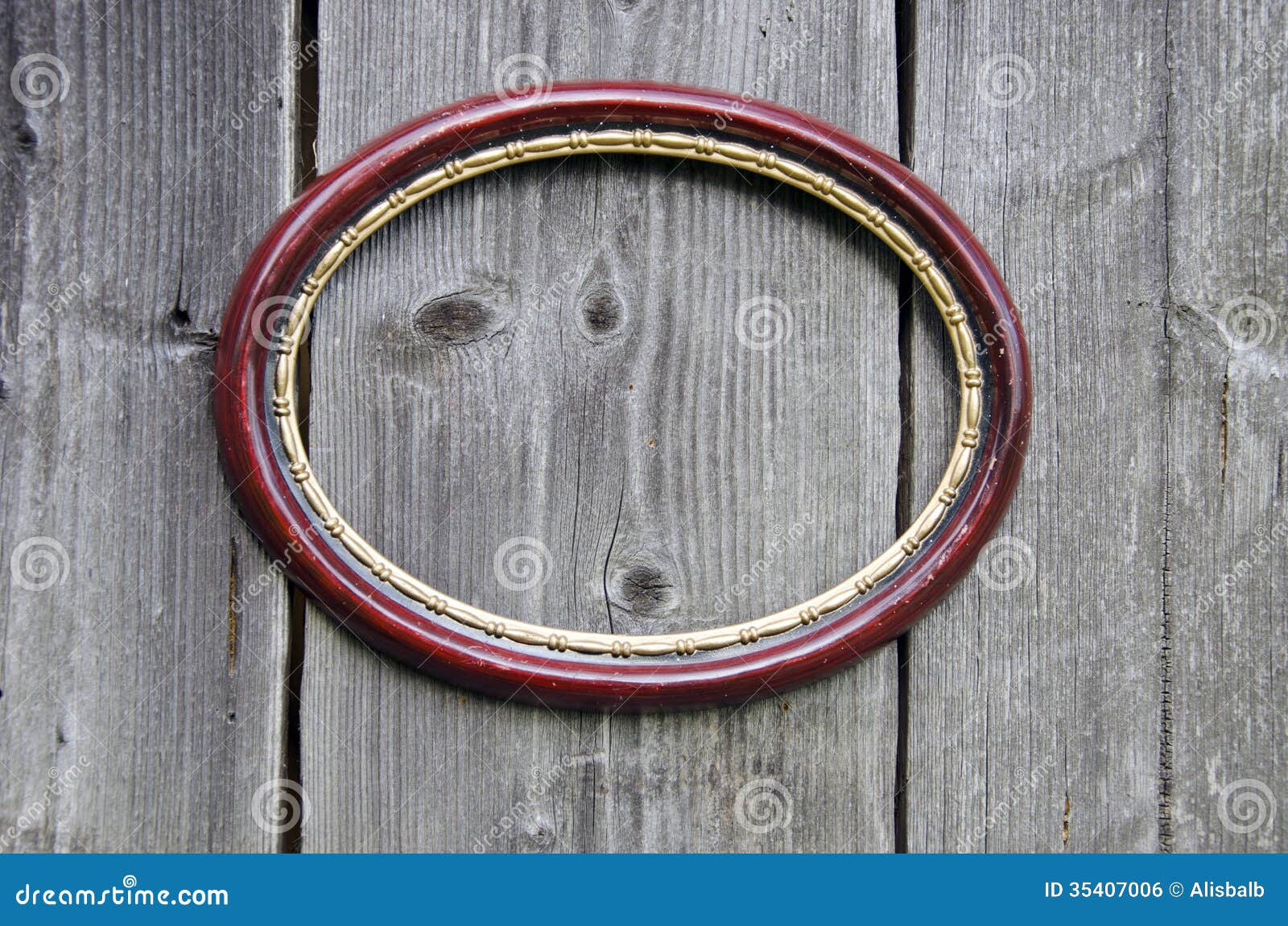 Old Oval Picture Frame on Ancient Wooden Wall Stock Photo Image of