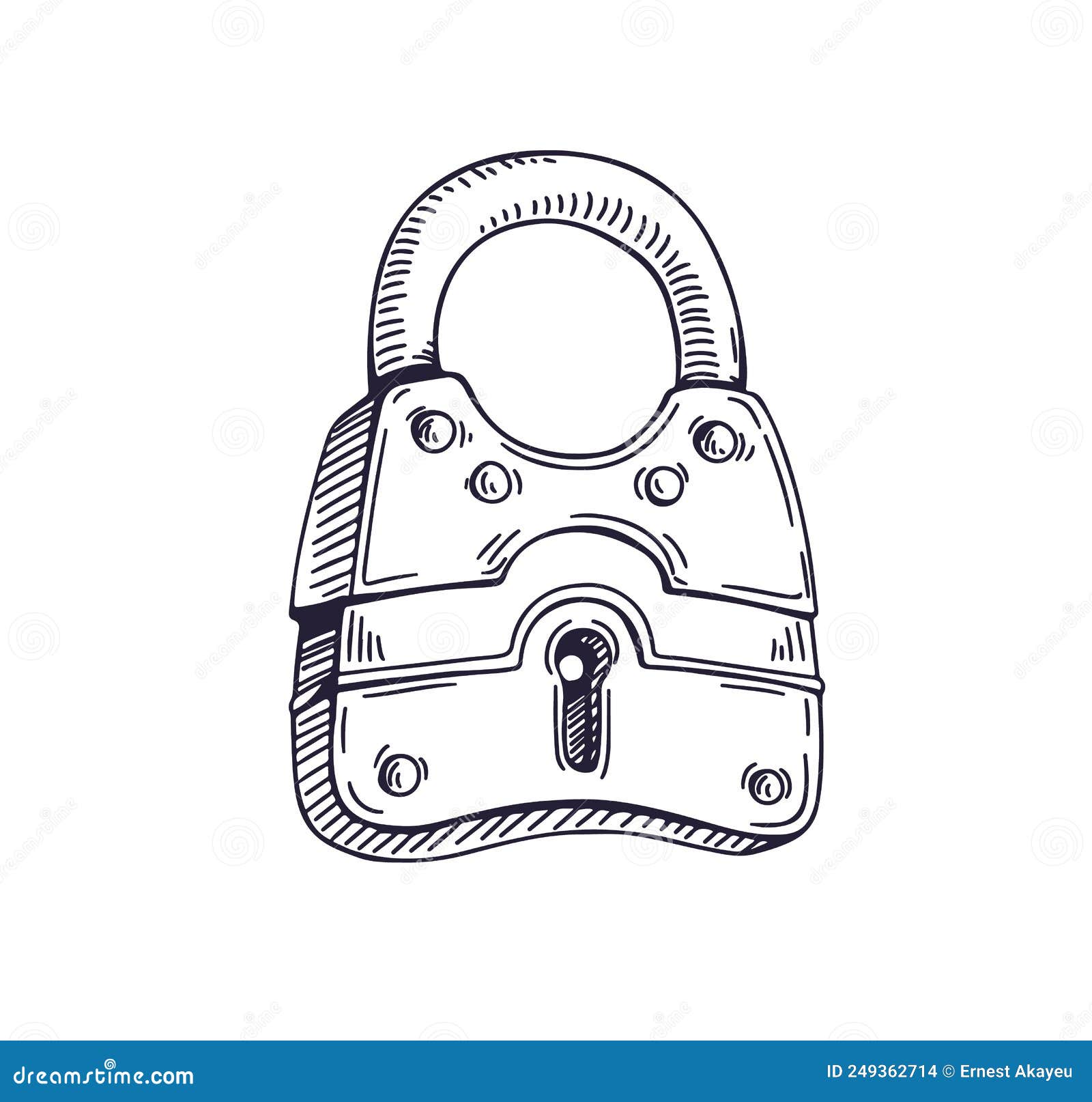 Old Padlock Drawn in Vintage Style. Engraved Retro Drawing of Lock with  Keyhole, Hole and Closed Shackle Stock Vector - Illustration of keyhole,  vintage: 249362714