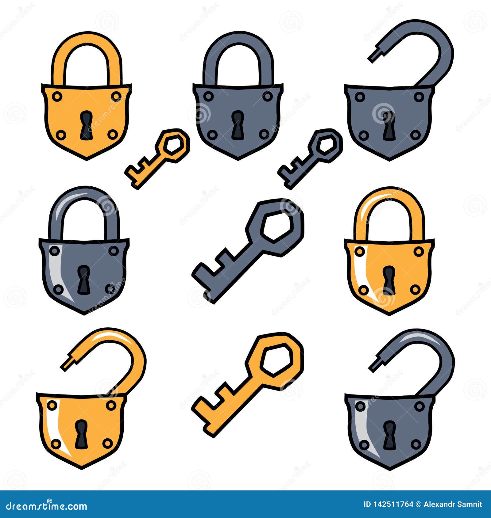 Old Padlock and Keys. Options Padlock Stock Vector Illustration of medieval, antique 142511764