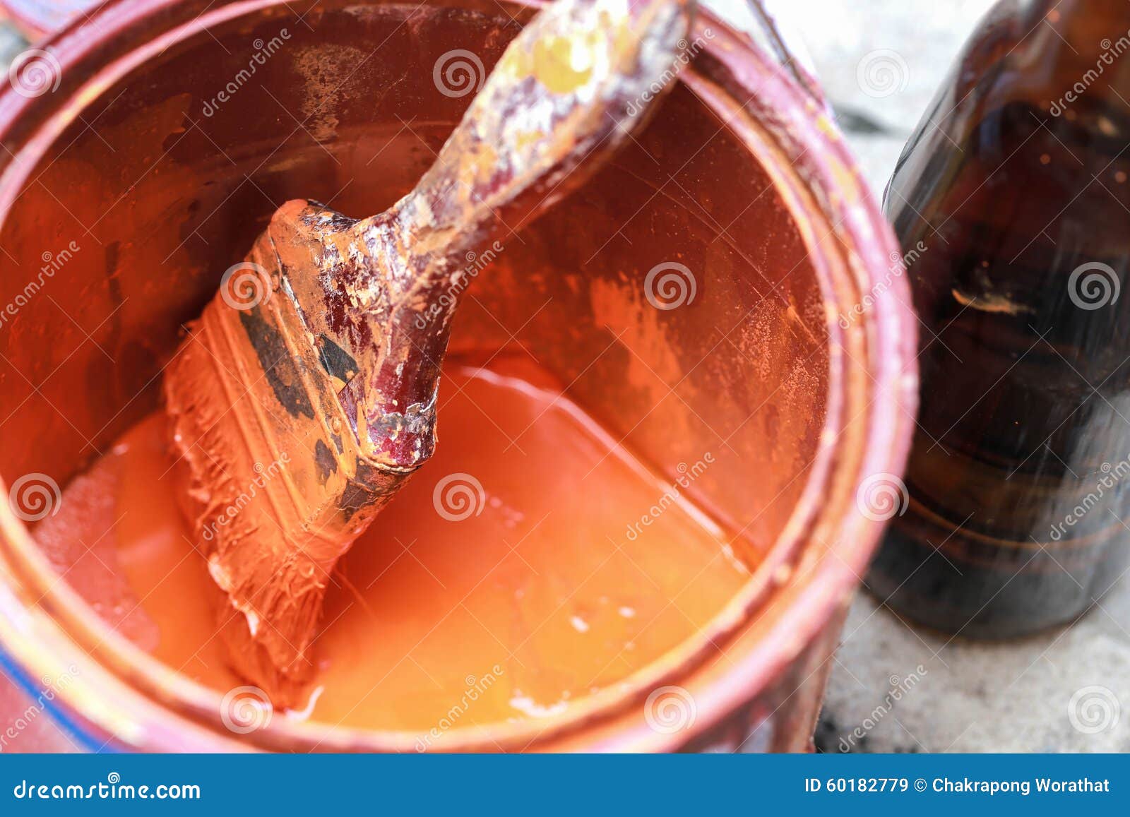 Old Paint Brush Tool in the Over the Can. Stock Image Image of home