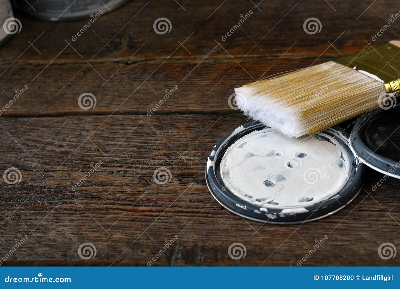 Old Paint Can Lids and Paint Brush Stock Photo Image of oilbase