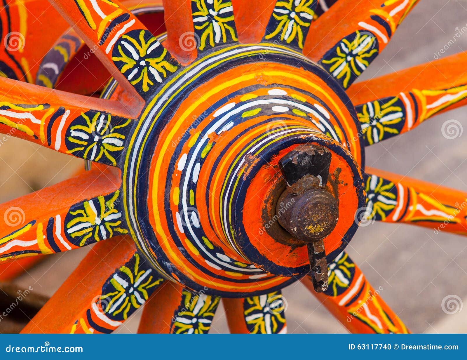 Old painted wagon wheel stock photo. Image of detail 63117740