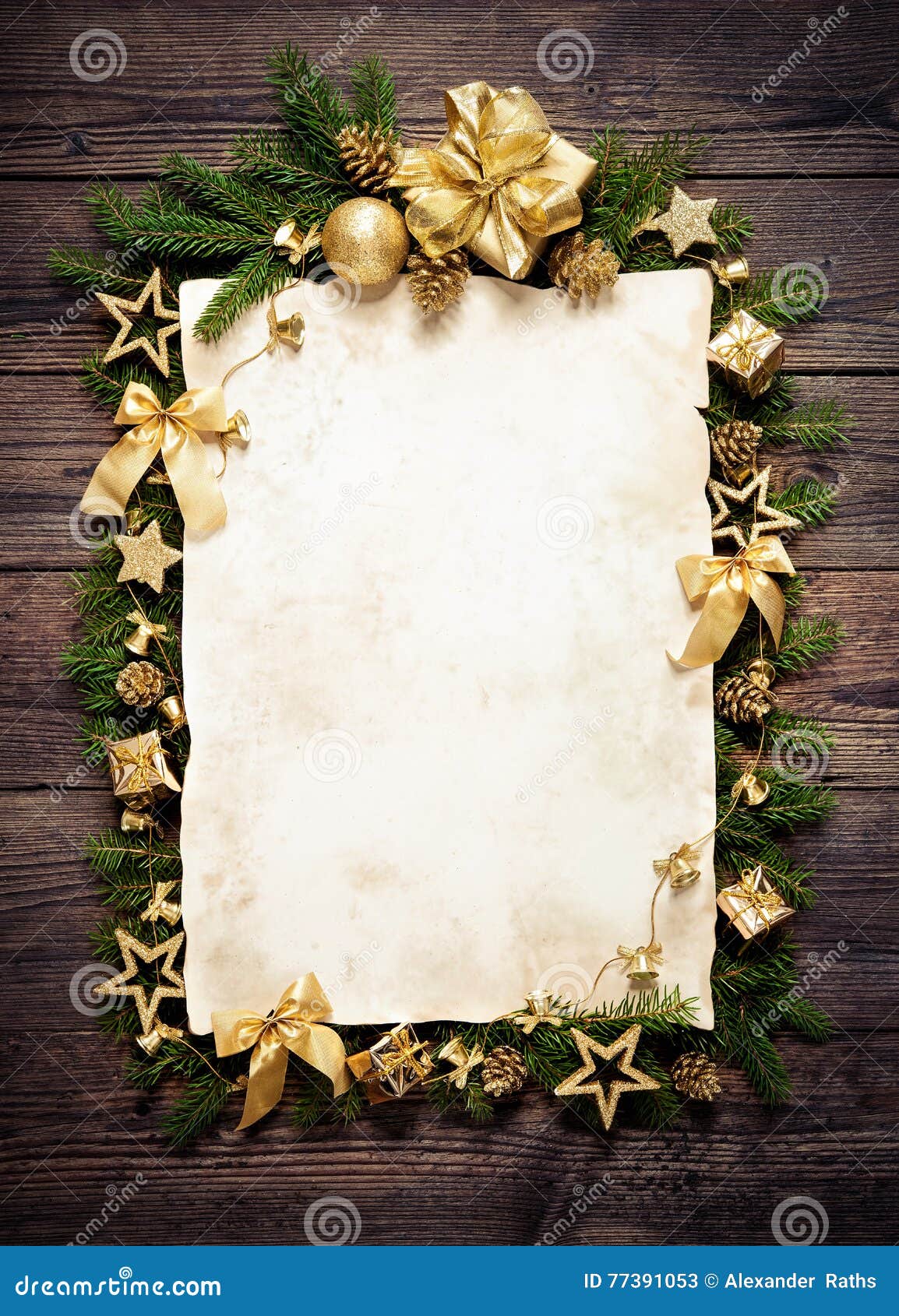 Old Paper Bordering with Christmas Decoration Stock Image - Image of ...