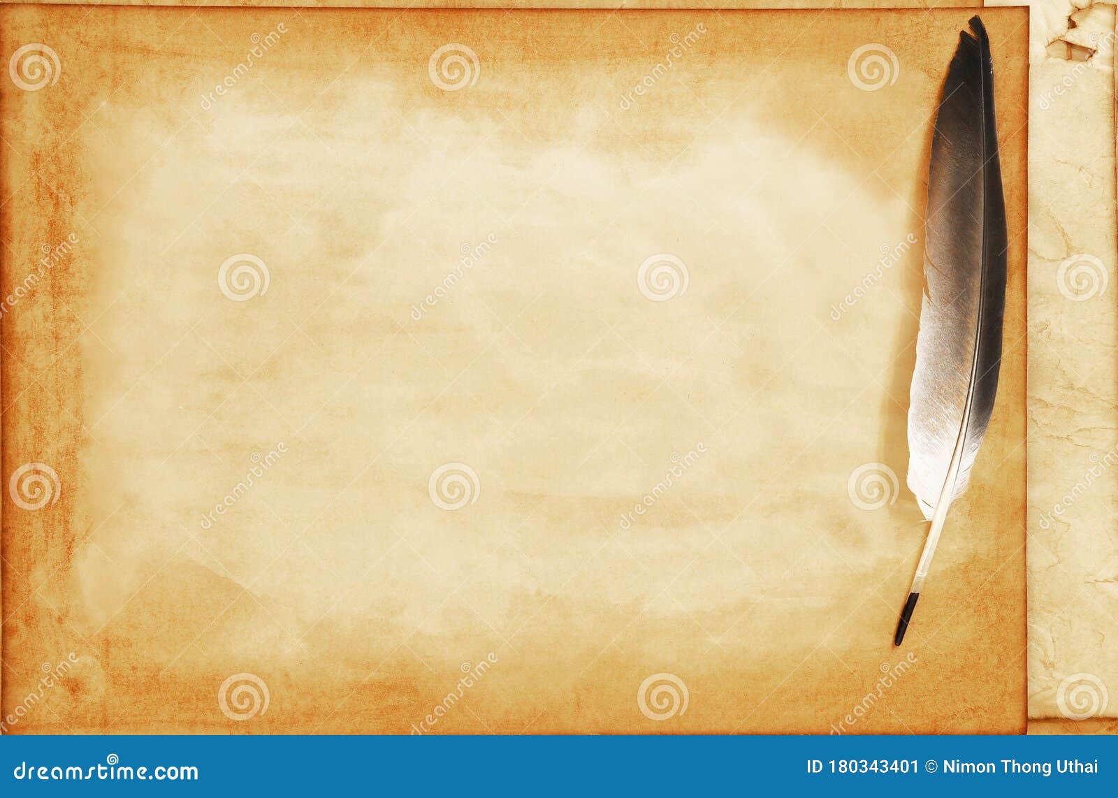 Old Paper on Brown Wood Texture and Feather Stock Image - Image of retro,  background: 180343401