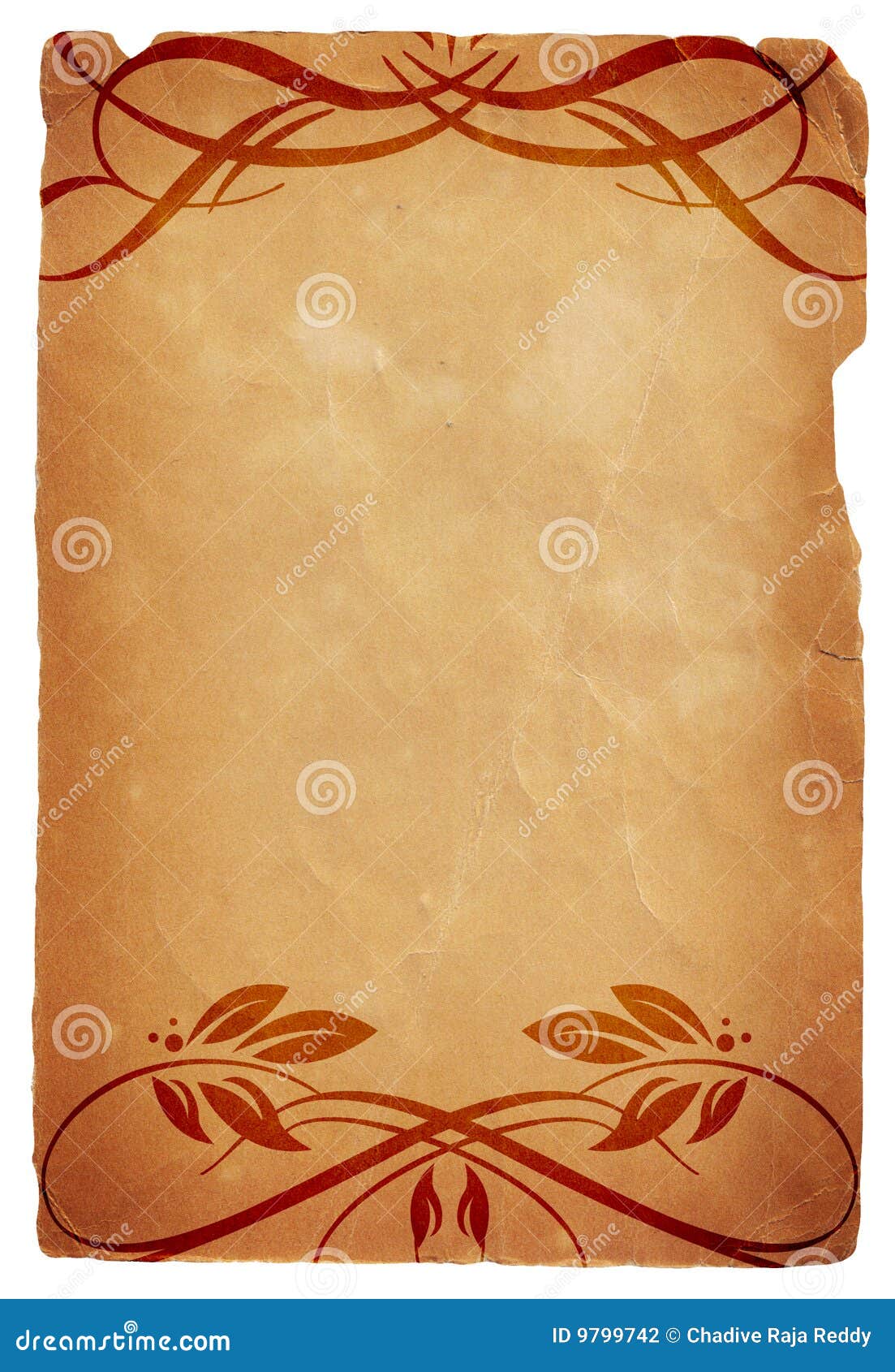 Old Paper With Calligraphic Floral Designs Stock 