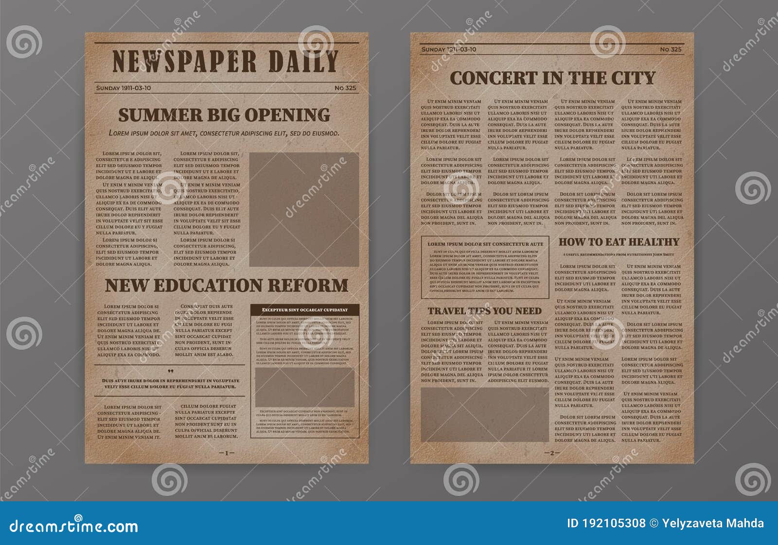 Old Paper Newspaper Template Vintage News Articles Old Design Newsprint Magazine Set Brochure Newspaper Pages With Headline Stock Vector Illustration Of Graphics Article