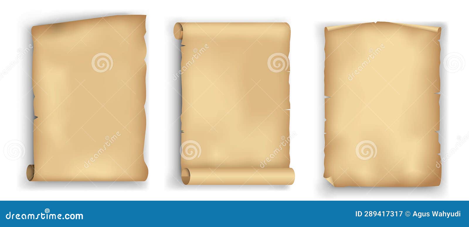 Set of Realistic Parchment Old Paper Isolated. 3D Render.. Stock Illustration Illustration of