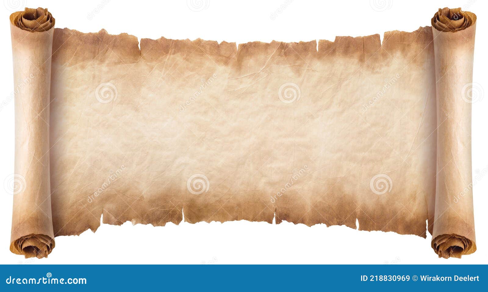 Old Parchment Paper Scroll Sheet Vintage Aged or Texture Isolated on