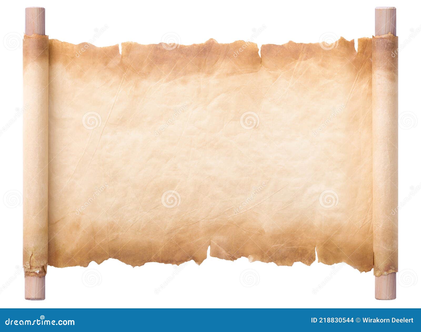 old parchment paper sheet vintage aged or texture isolated on white  background Stock Photo