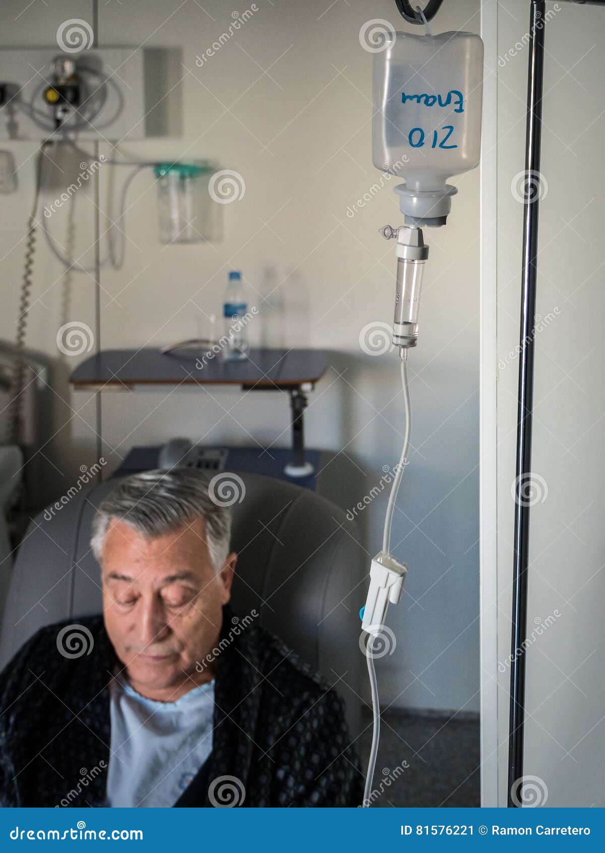 Old Patient Man with a Catheter in the Hospital Stock Image Image of