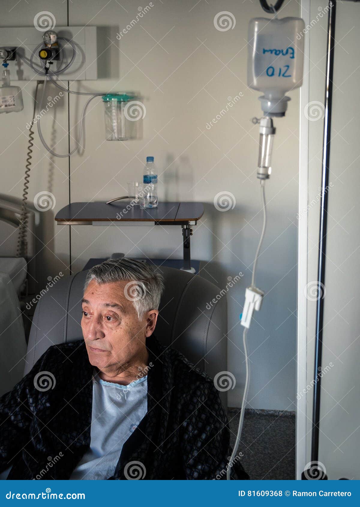 Old Patient Man with a Catheter in the Hospital Stock Photo Image of
