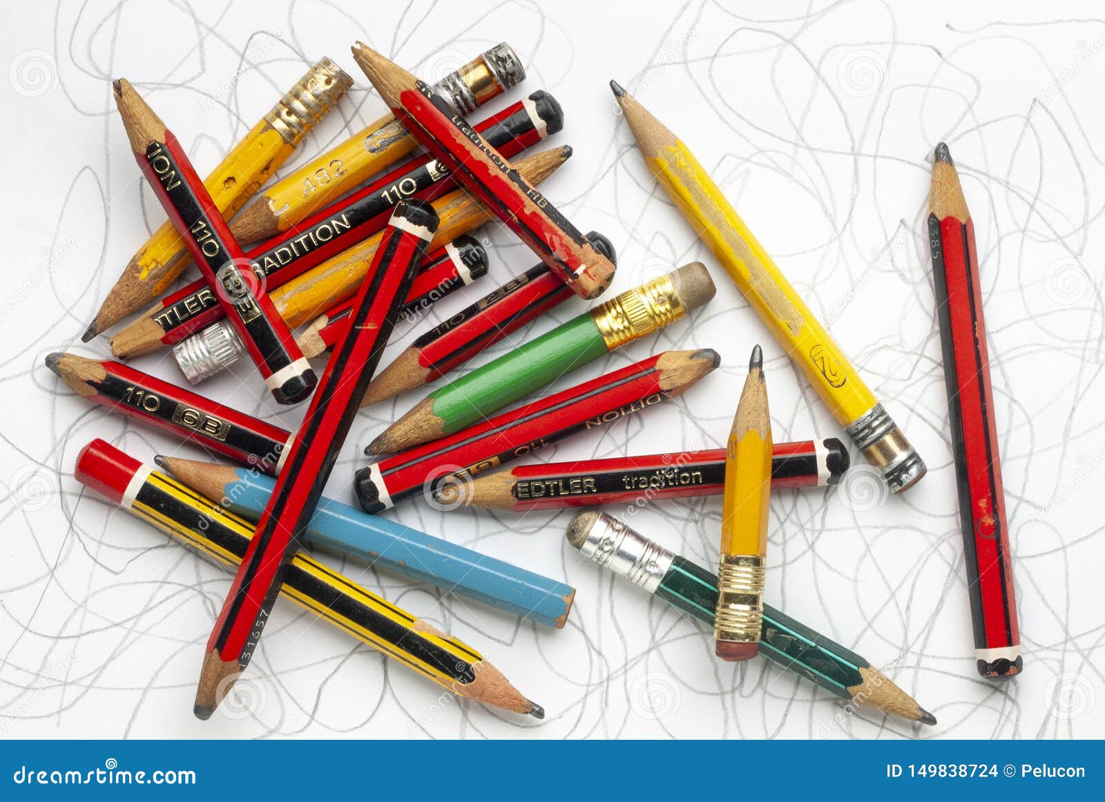 Old Pencils and Scribbles stock photo. Image of pencils 149838724