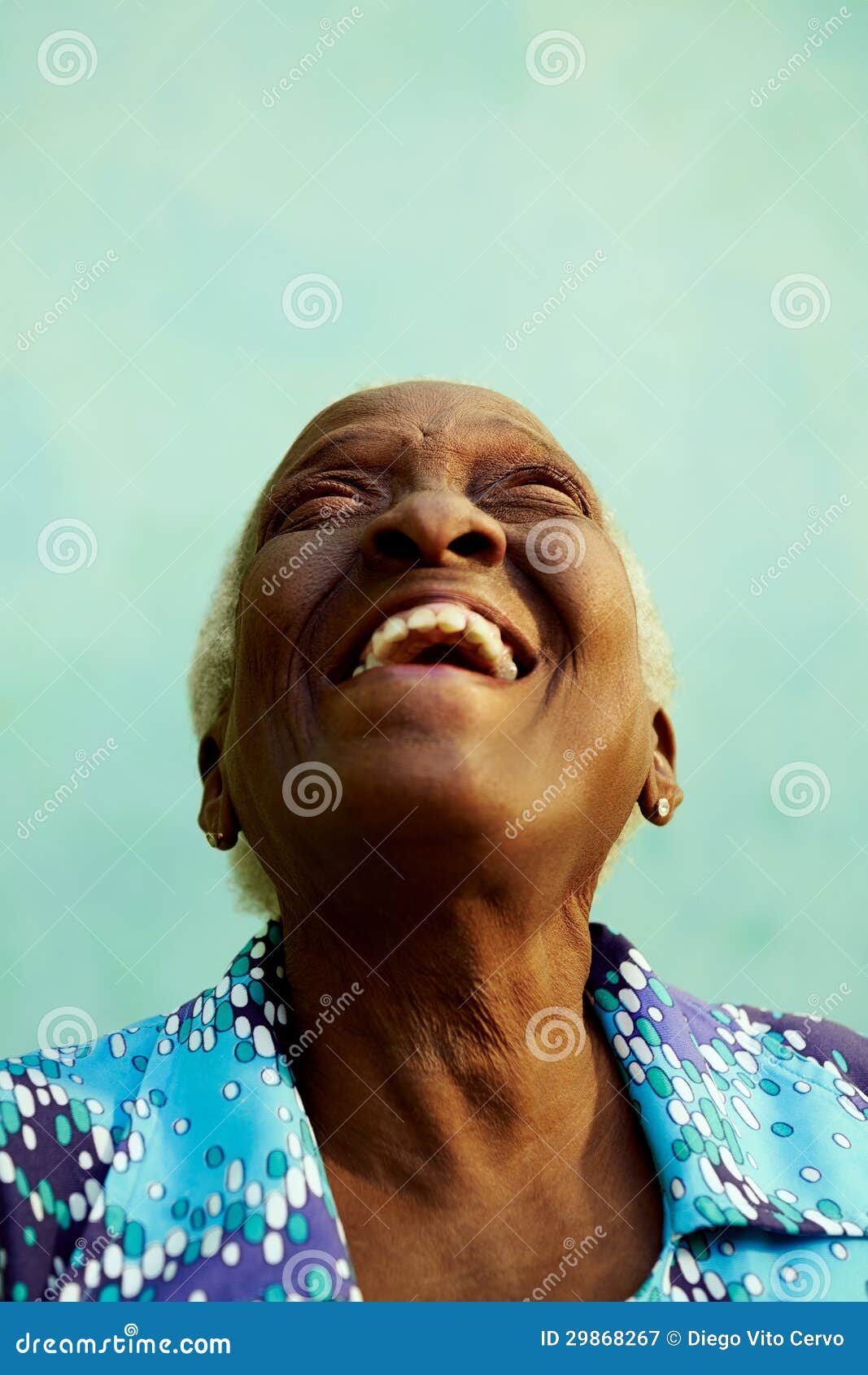 Portrait of Funny Elderly Black Woman Smiling and Laughing Stock Image -  Image of face, blue: 29868267