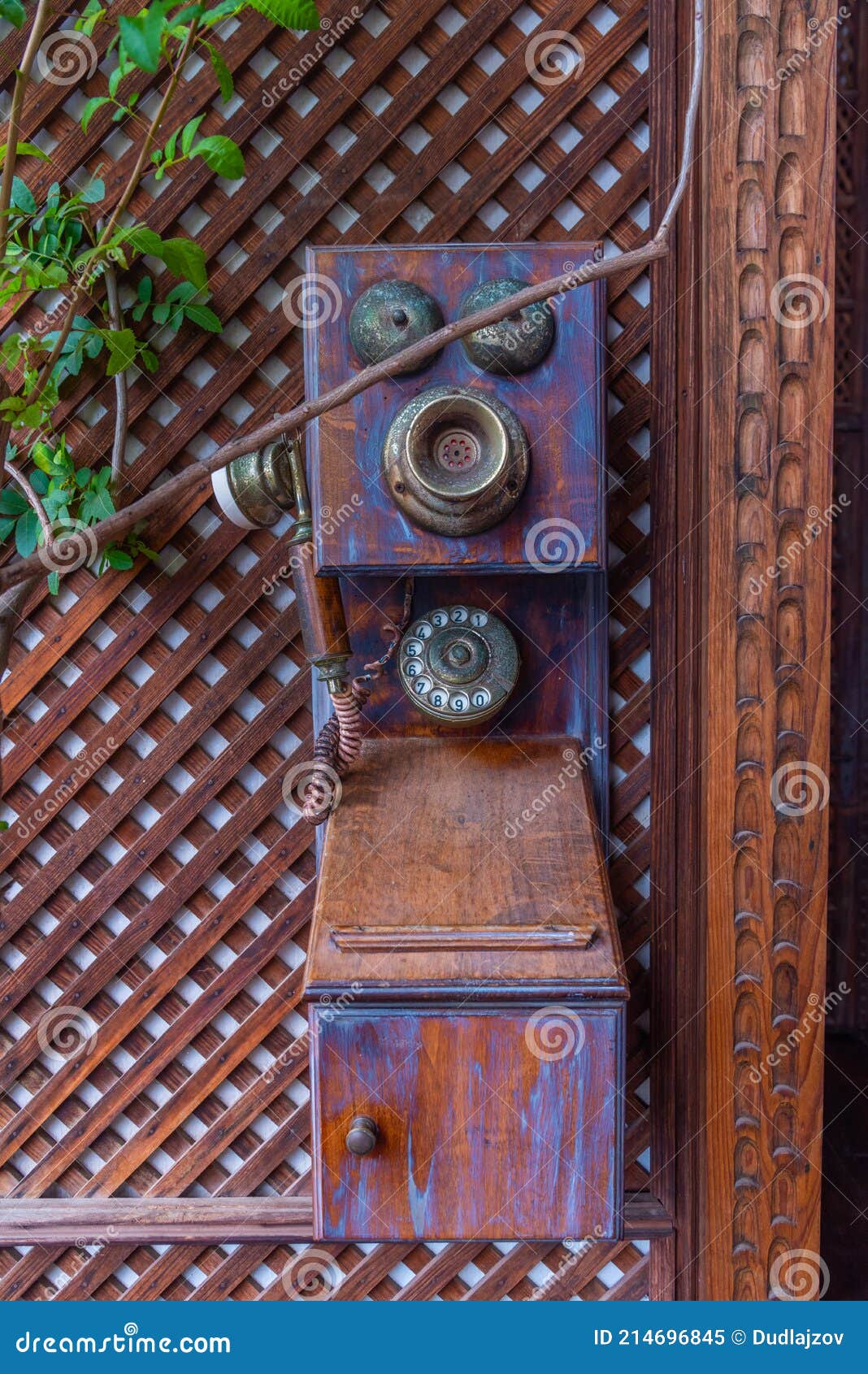 old phone at casa de los balcones in the old town at la orotava, tenerife, canary islands, spain