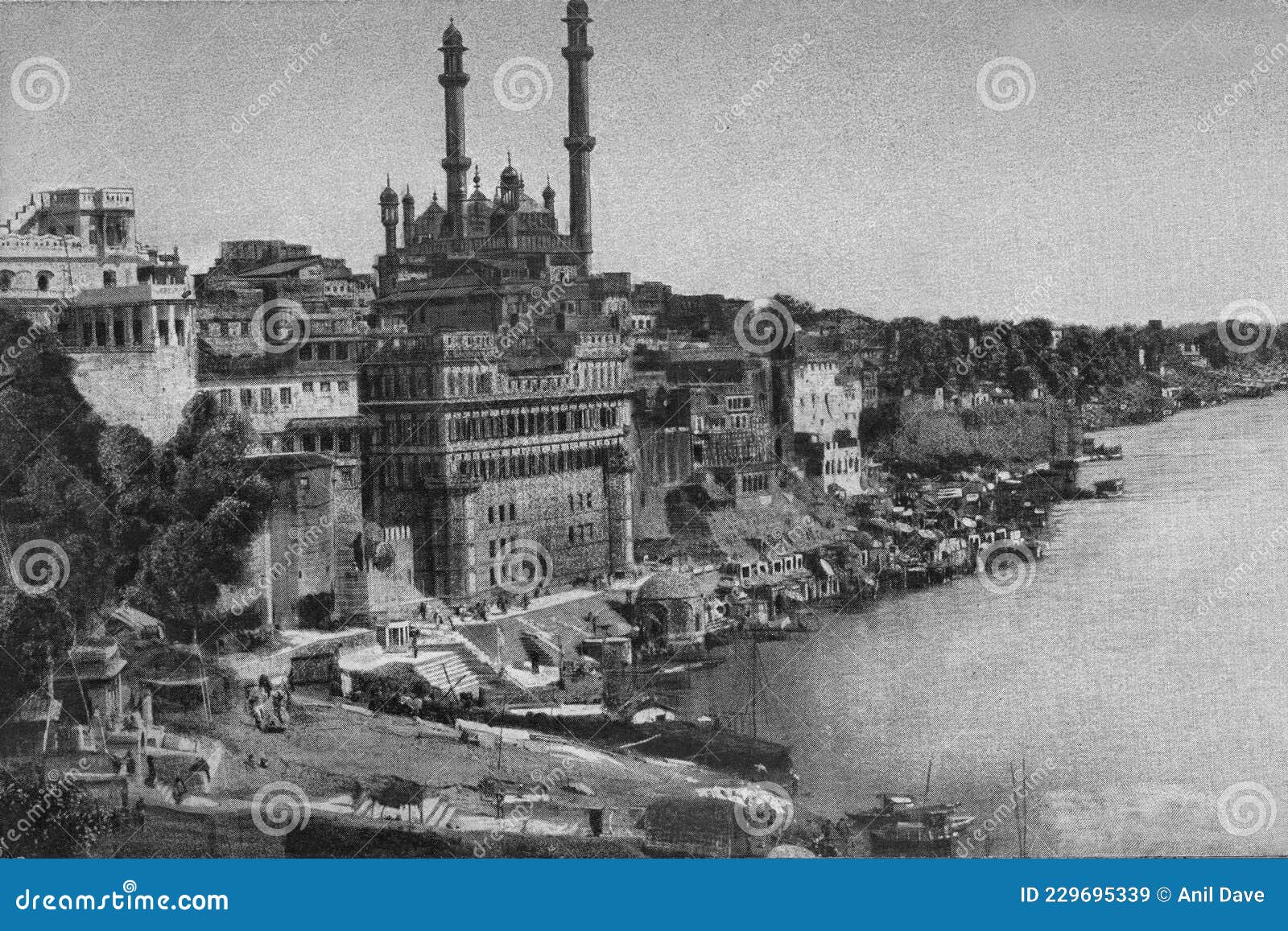 vintage old photo of benares ghats varanasi