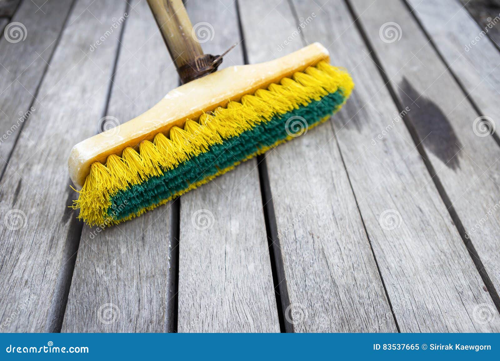Old Plastic Brush on Wood Floor Stock Image Image of housework, house