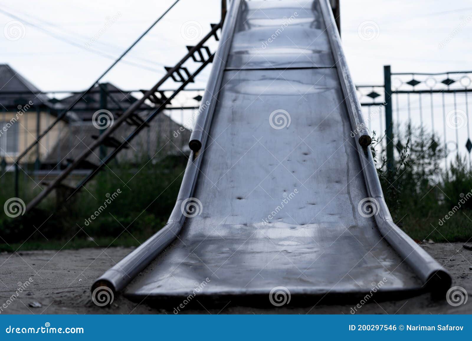 Old Playground With A Metal Slide Stock Photo Image Of Vintage