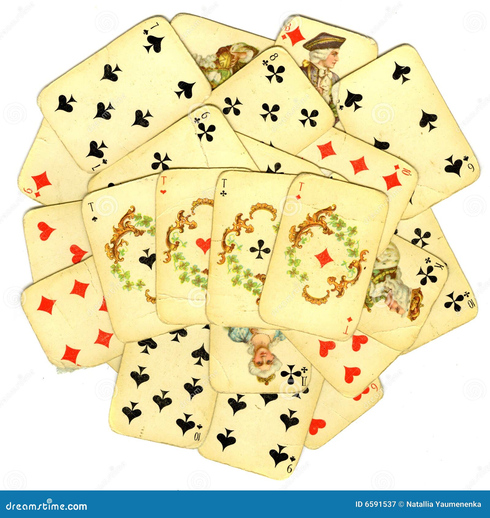 Old playing cards stock image. Image of color, four, hearts 6591537