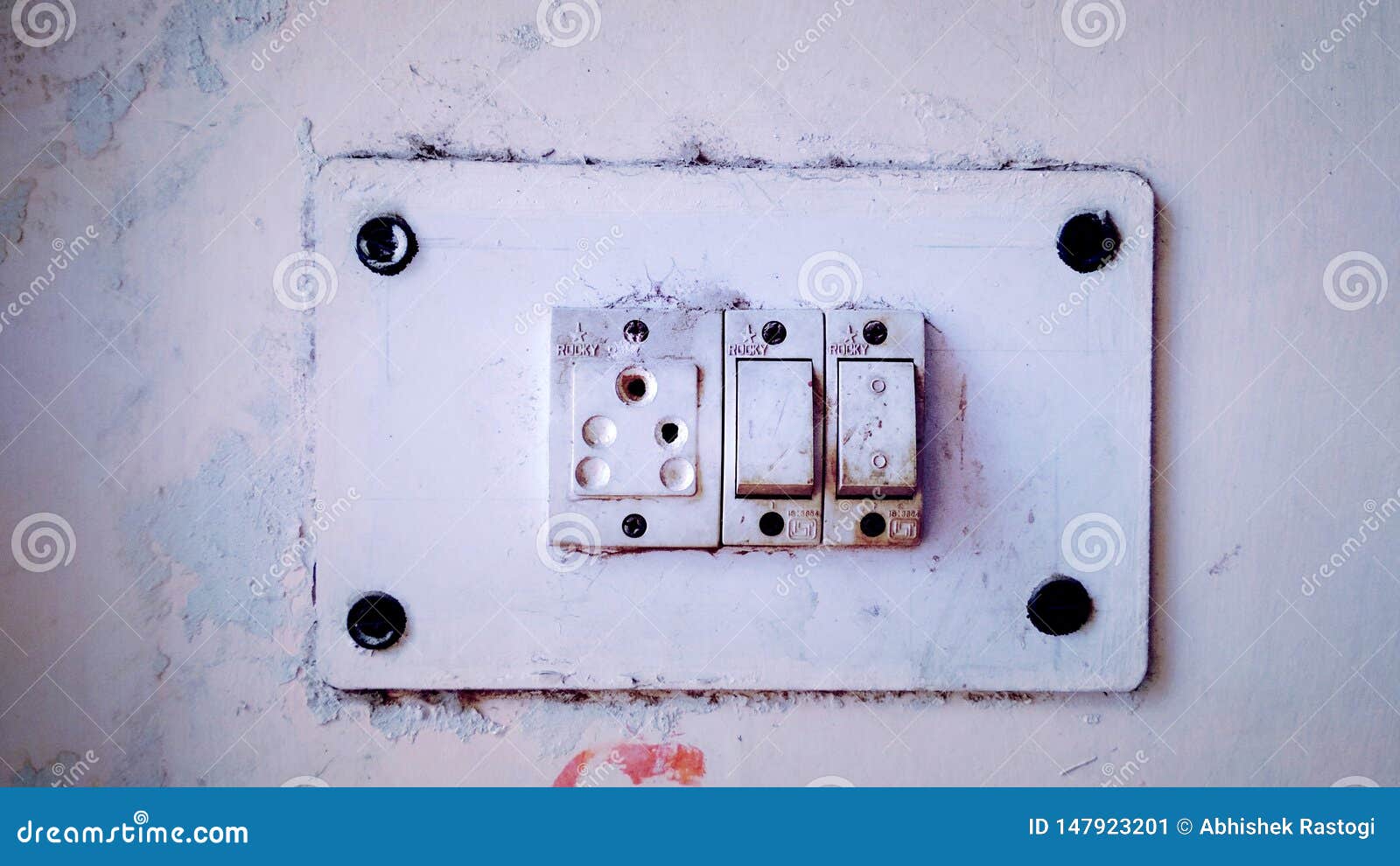 White Old Rustic Electronic Socket in the Wall Stock Image Image of