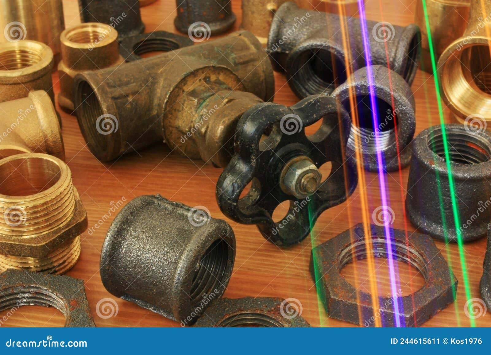 Old Plumbing Fittings for Plumbing Stock Image Image of brass